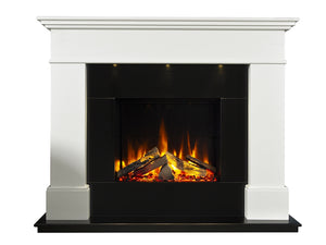 Celsi - Ultiflame VR Adour S-600 Illumia - Black Hearth Smooth White Freestanding Suite on white background