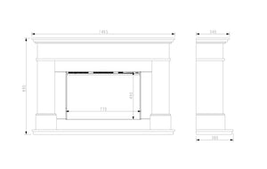 Celsi - Ultiflame VR Adour Asencio Illumia - Black Hearth Smooth White Freestanding Suite measurements
