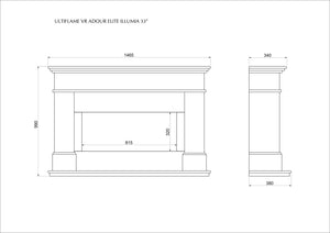 Celsi - Ultiflame VR Adour Elite Illumia 33" - Smooth Mist Freestanding Suite measurements