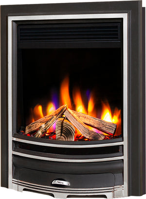 Celsi - Ultiflame Fires - VR Arcadia Black & Chrome Hearth Mounted Electric Fire on white background