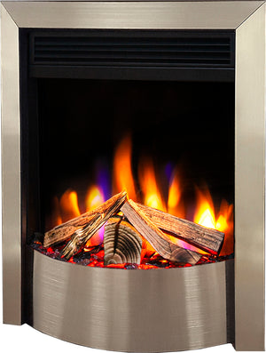 Celsi - Ultiflame Fires - VR Contemporary Silver Hearth Mounted Electric Fire on white background