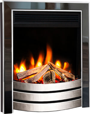Celsi - Ultiflame Fires - VR Designer Black Nickel Hearth Mounted Electric Fire on white background