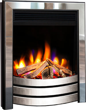 Celsi - Ultiflame Fires - VR Designer Chrome Hearth Mounted Electric Fire on white background