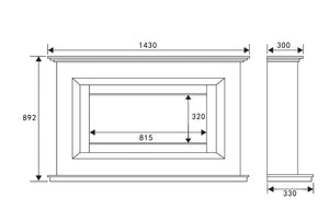 Celsi - Ultiflame VR Vega 33" - Smooth White Freestanding Suite measurements