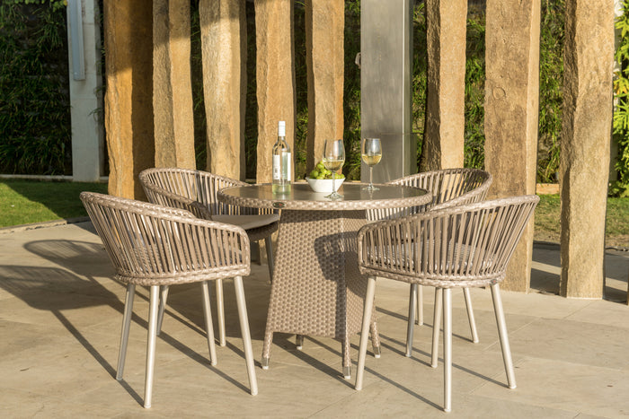 Skyline Design - Valetti - 4 Seat Outdoor Dining Set with Large Round Tivoli Bistro Table
