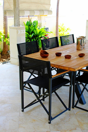 Skyline Design - Venice - Carbon 8 Seat Outdoor Dining Set with Alaska Carbon Teak Rectangle Dining Table