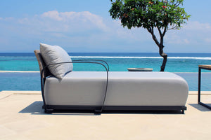Skyline Design - Windsor - Carbon 2 Seat Outdoor Chaise Lounge Set with Teak Nautic Side Table