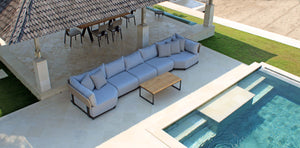 Skyline Design - Windsor - Carbon 5 Seat Outdoor Lounge Set with Teak Nautic Coffee Table