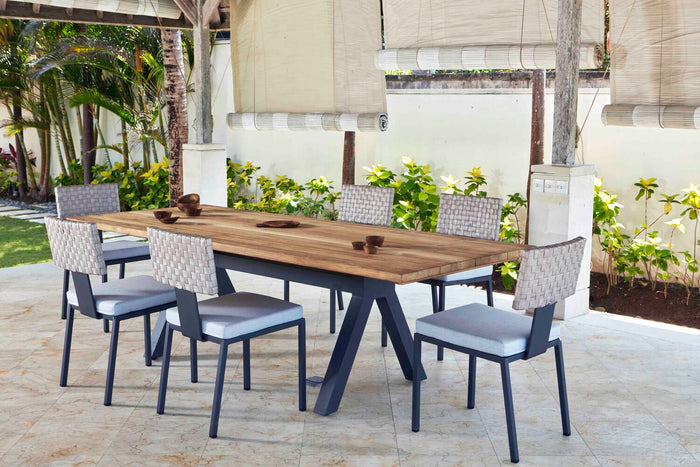 Skyline Design - Windsor - Carbon 6 Seat Outdoor Dining Set with Teak Alaska Table