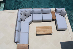 Skyline Design - Windsor - Carbon 6 Seat Outdoor Lounge Set with Teak Nautic Coffee and Side Tables