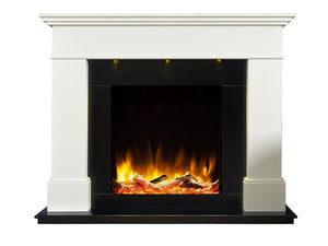 Celsi - Ultiflame VR Adour Asencio Illumia - Black Hearth Smooth White Freestanding Suite on white background