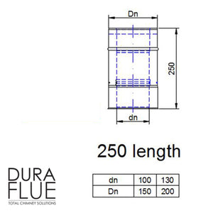 4” Balanced Gas Flue -  Straight Lengths - Stainless Steel