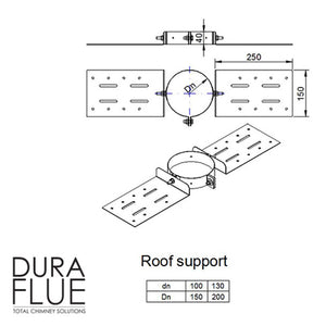5” Balanced Gas Flue -  Roof Support - Matt Black