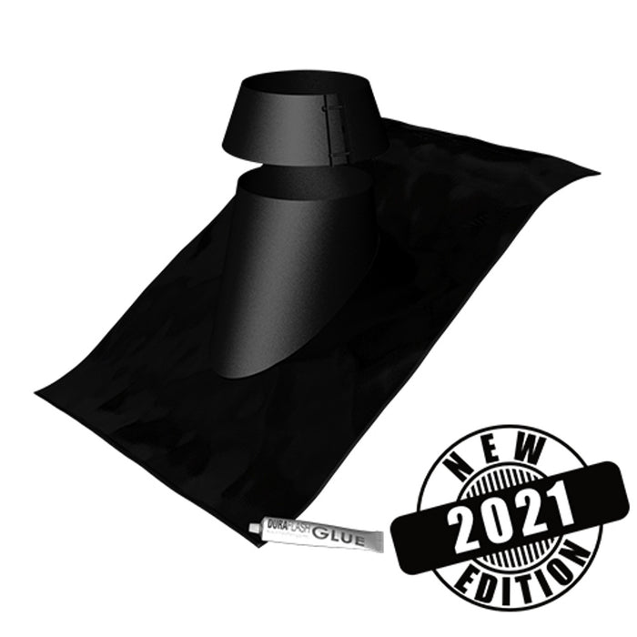 New Flashings With Collar And Glue - Flashing With Black Galvanised Cone 5"